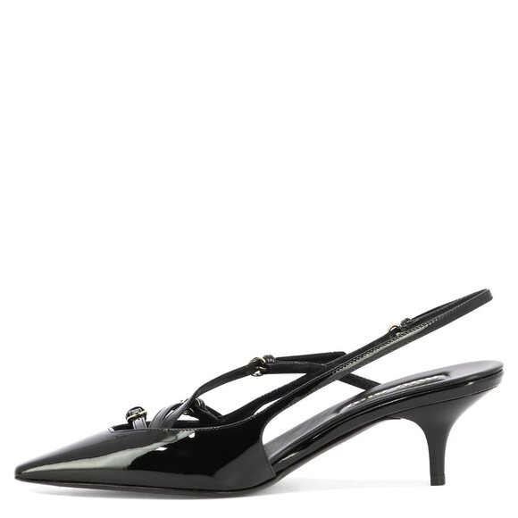 Miu Miu Patent Leather Slingback Pumps With Buckles 55Mm IT 37 Women - Picture 3 of 5